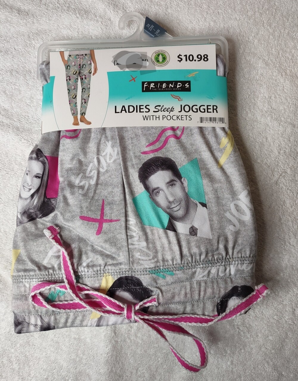 Friends Pajama Pants Women Small 4-6 Gray Portraits Jogger Sleep Pants NEW